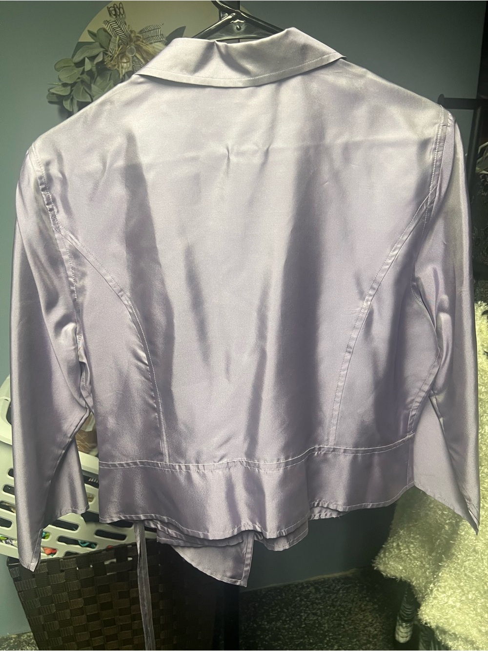 LOFT Lavender Satin Wrap Blouse - Picture 4 of 5